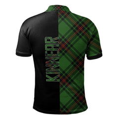 Clan Kinnear Tartan Polo Shirt Half of Me - Cross Style YK90 Kinnear Tartan Tartan Polo   