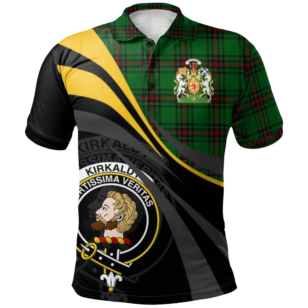 Clan Kirkcaldy Tartan Polo Shirt - Royal Coat Of Arms Style CJ56 Kirkcaldy Tartan Tartan Polo   