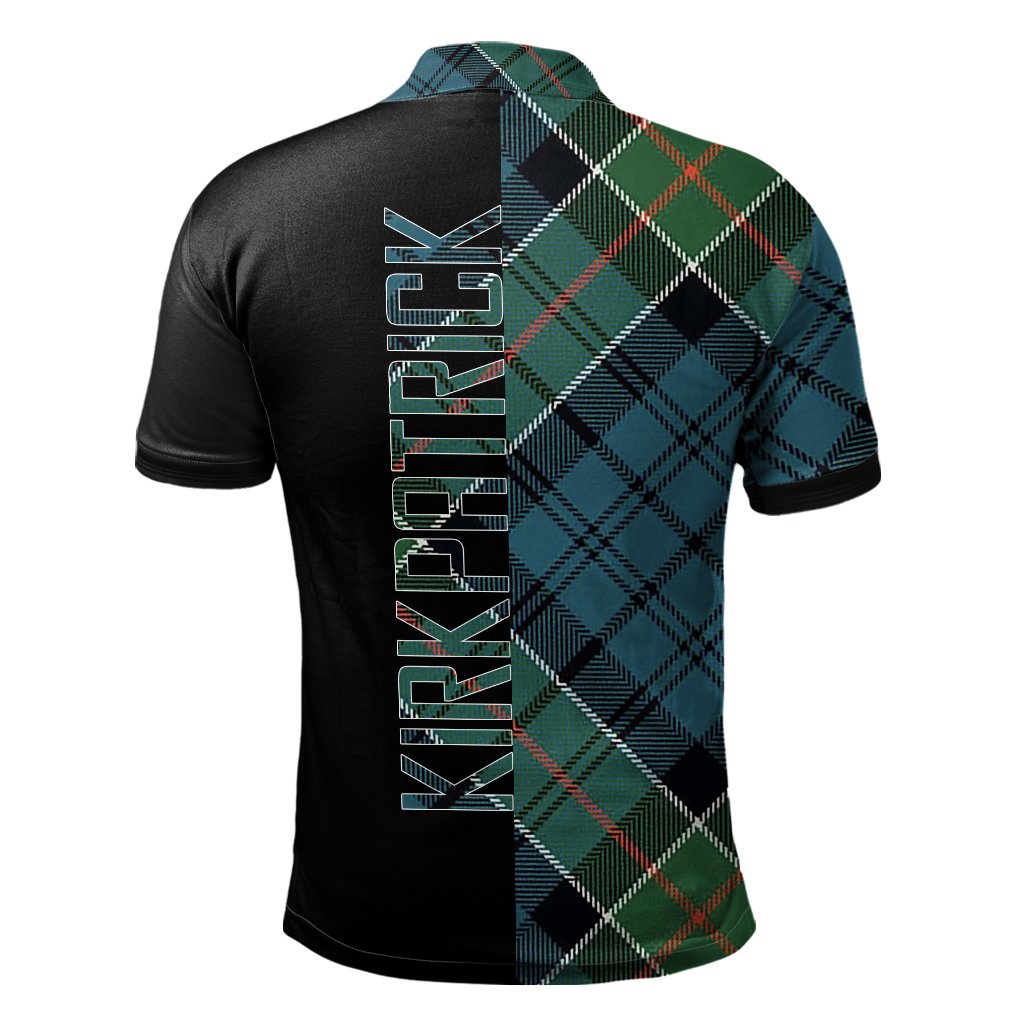 Clan Kirkpatrick Tartan Polo Shirt Half of Me - Cross Style IS41 Kirkpatrick Tartan Tartan Polo   