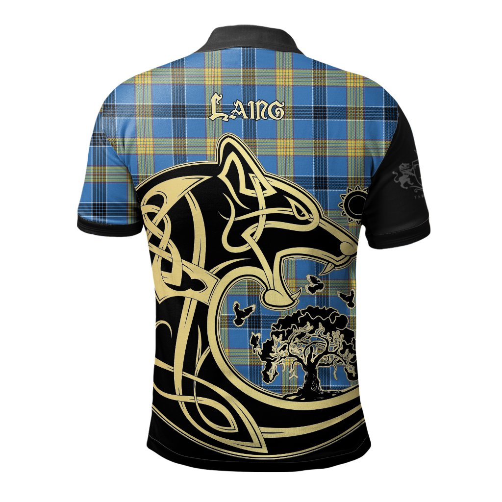 Clan Laing Tartan Polo Shirt Viking Wolf FF56 Laing Tartan Tartan Polo   