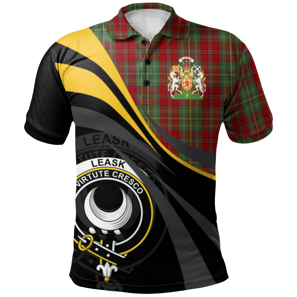 Clan Leask Tartan Polo Shirt - Royal Coat Of Arms Style UJ58 Leask Tartan Tartan Polo   