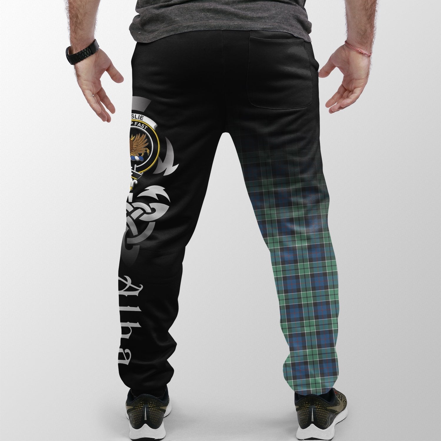 Clan Leslie Hunting Ancient Tartan Crest Jogger Sweatpants  Alba Celtic Style RN72 Clan Leslie Tartan Today   