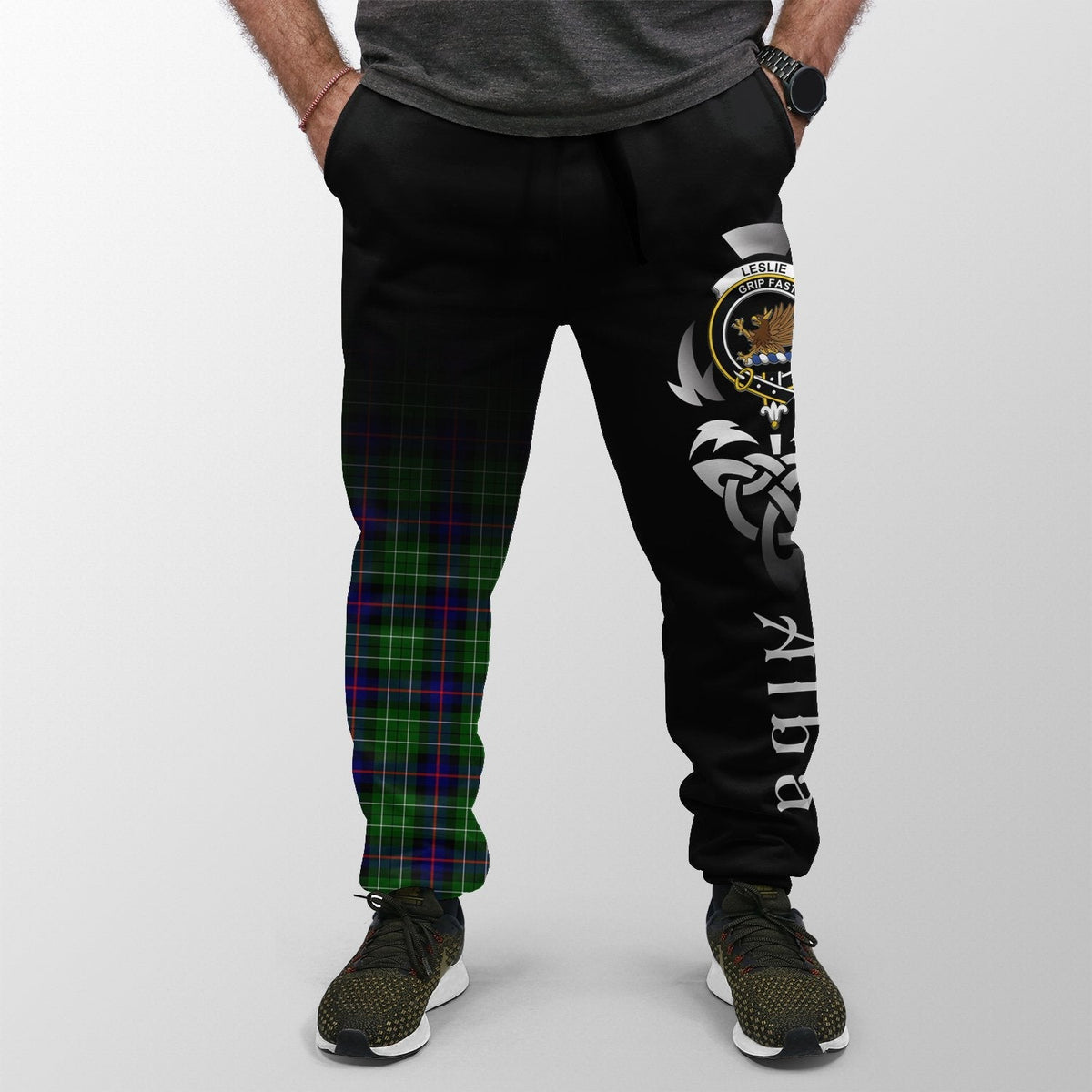 Clan Leslie Hunting Tartan Crest Jogger Sweatpants  Alba Celtic Style ZJ43 Clan Leslie Tartan Today   