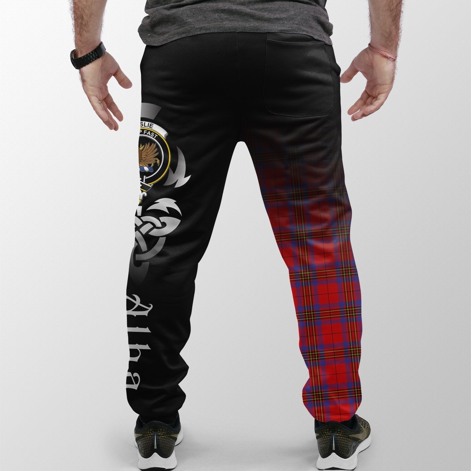 Clan Leslie Modern Tartan Crest Jogger Sweatpants  Alba Celtic Style ZV11 Clan Leslie Tartan Today   