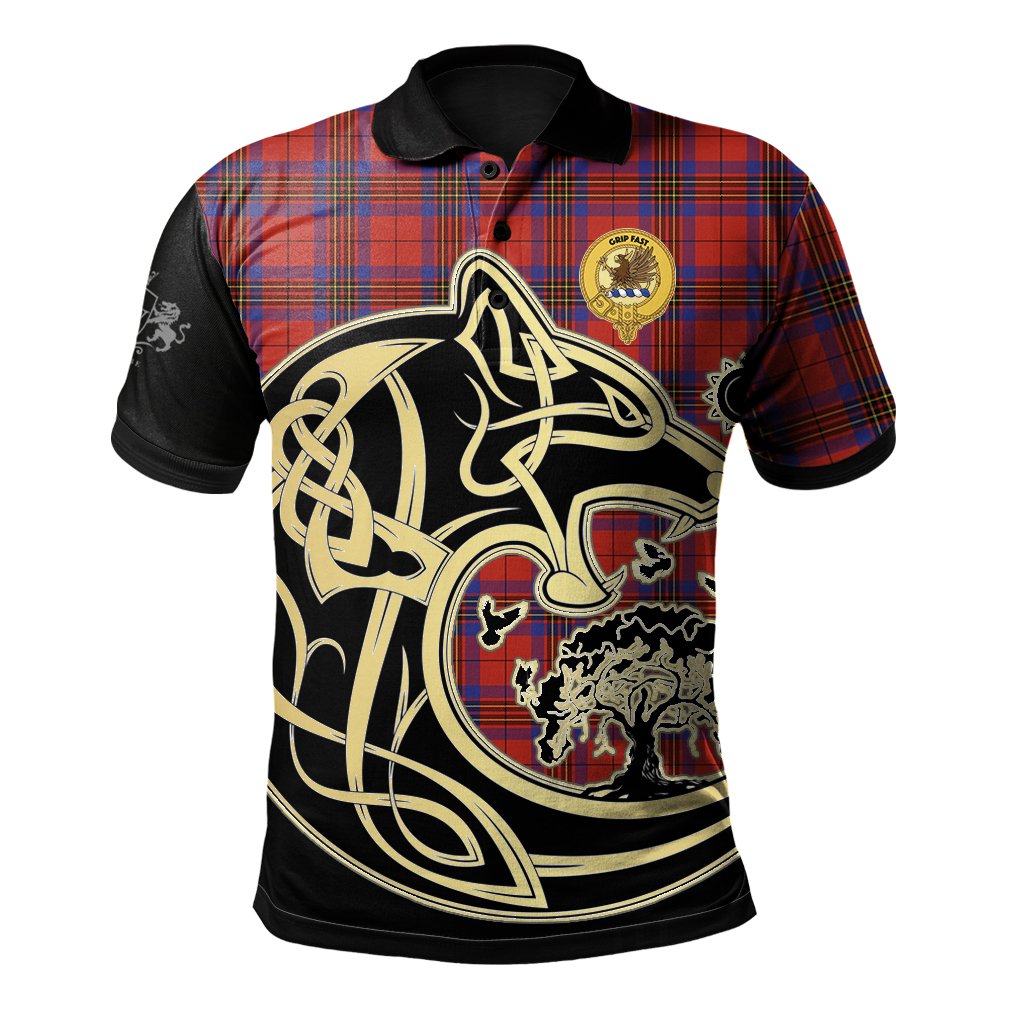 Clan Leslie Modern Tartan Polo Shirt Viking Wolf NR19 Leslie Modern Tartan Tartan Polo   