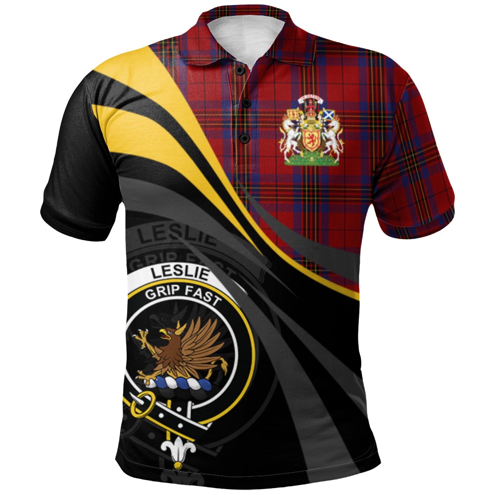 Clan Leslie Red Tartan Polo Shirt - Royal Coat Of Arms Style UZ38 Leslie Red Tartan Tartan Polo   