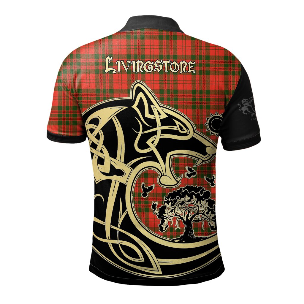 Clan Livingstone Modern Tartan Polo Shirt Viking Wolf DL71 Livingstone Modern Tartan Tartan Polo   