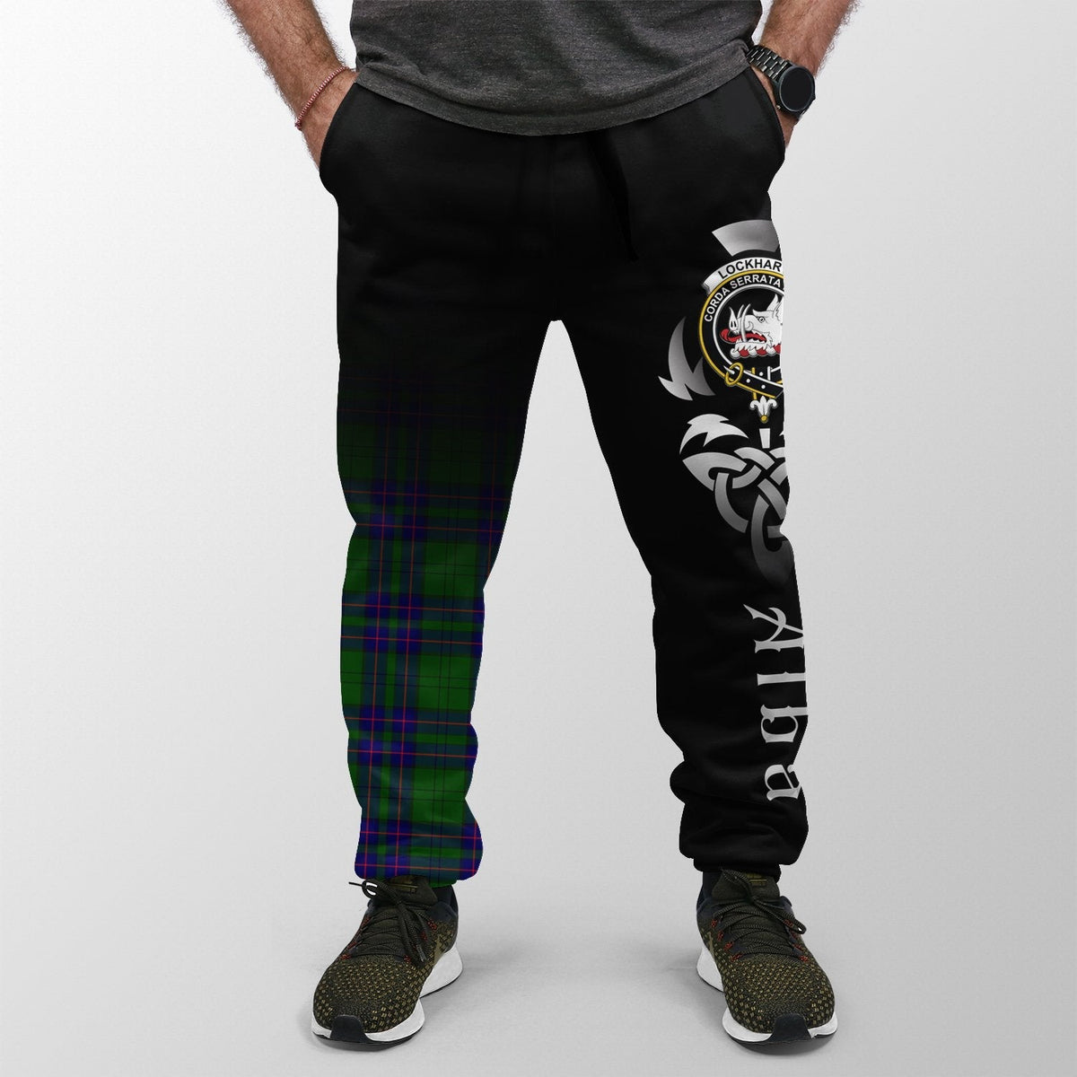 Clan Lockhart Modern Tartan Crest Jogger Sweatpants  Alba Celtic Style OI54 Clan Lockhart Tartan Today   