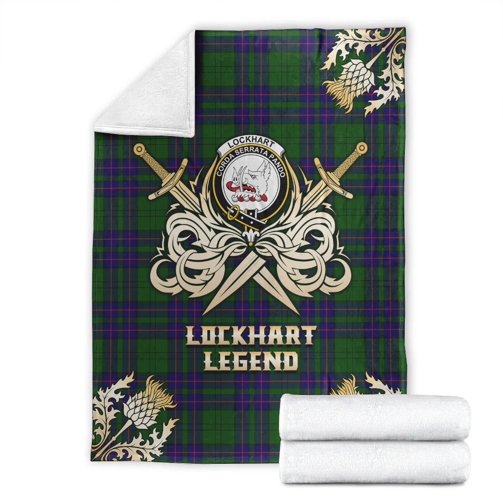 Clan Lockhart Modern Tartan Gold Courage Symbol Blanket IL89 Clan Lockhart Tartan Today   