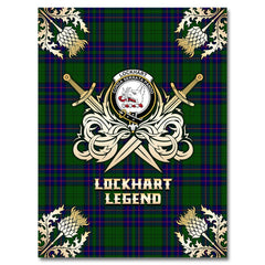 Clan Lockhart Modern Tartan Gold Courage Symbol Blanket IL89 Clan Lockhart Tartan Today   