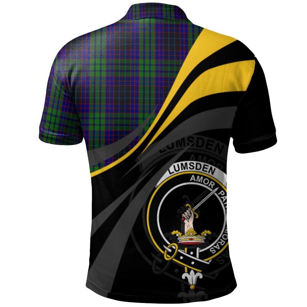 Clan Lumsden Green Tartan Polo Shirt - Royal Coat Of Arms Style SA82 Lumsden Green Tartan Tartan Polo   