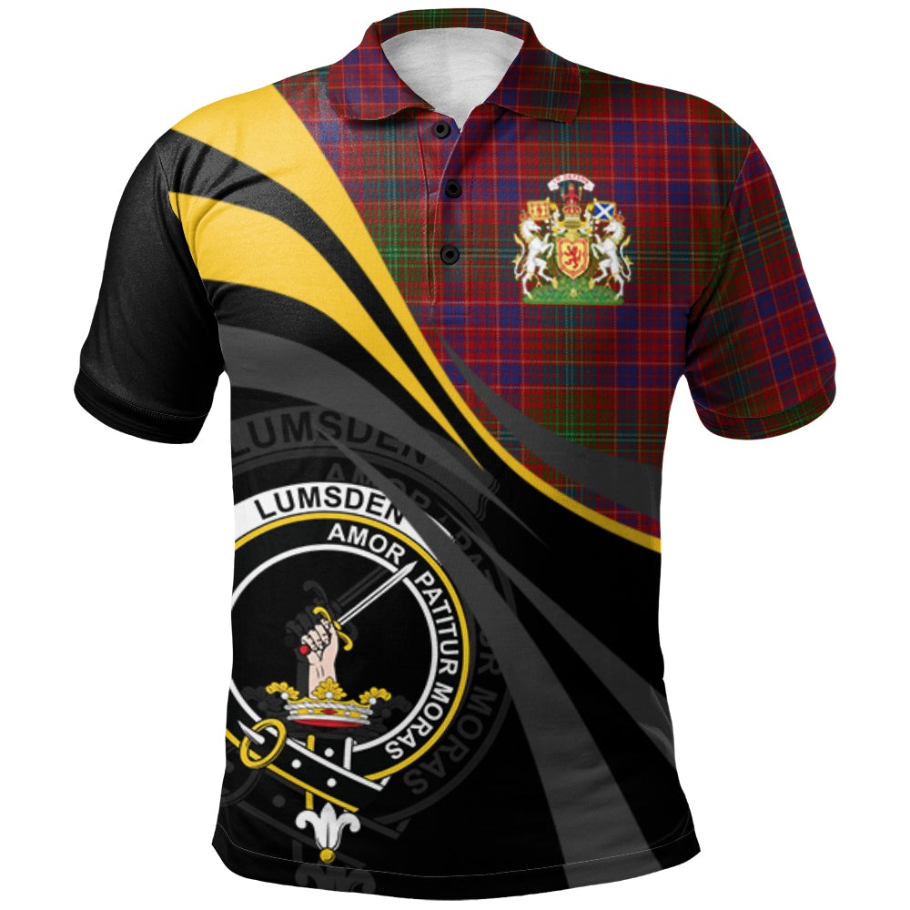 Clan Lumsden Short Tartan Polo Shirt - Royal Coat Of Arms Style EQ17 Lumsden Short Tartan Tartan Polo   