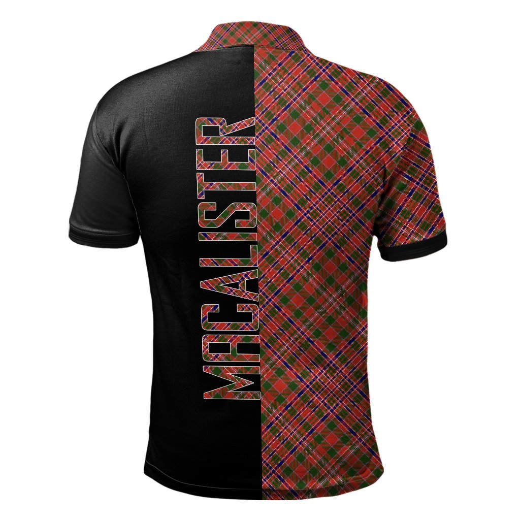 Clan MacAlister Modern Tartan Polo Shirt Half of Me - Cross Style CR89 MacAlister Modern Tartan Tartan Polo   