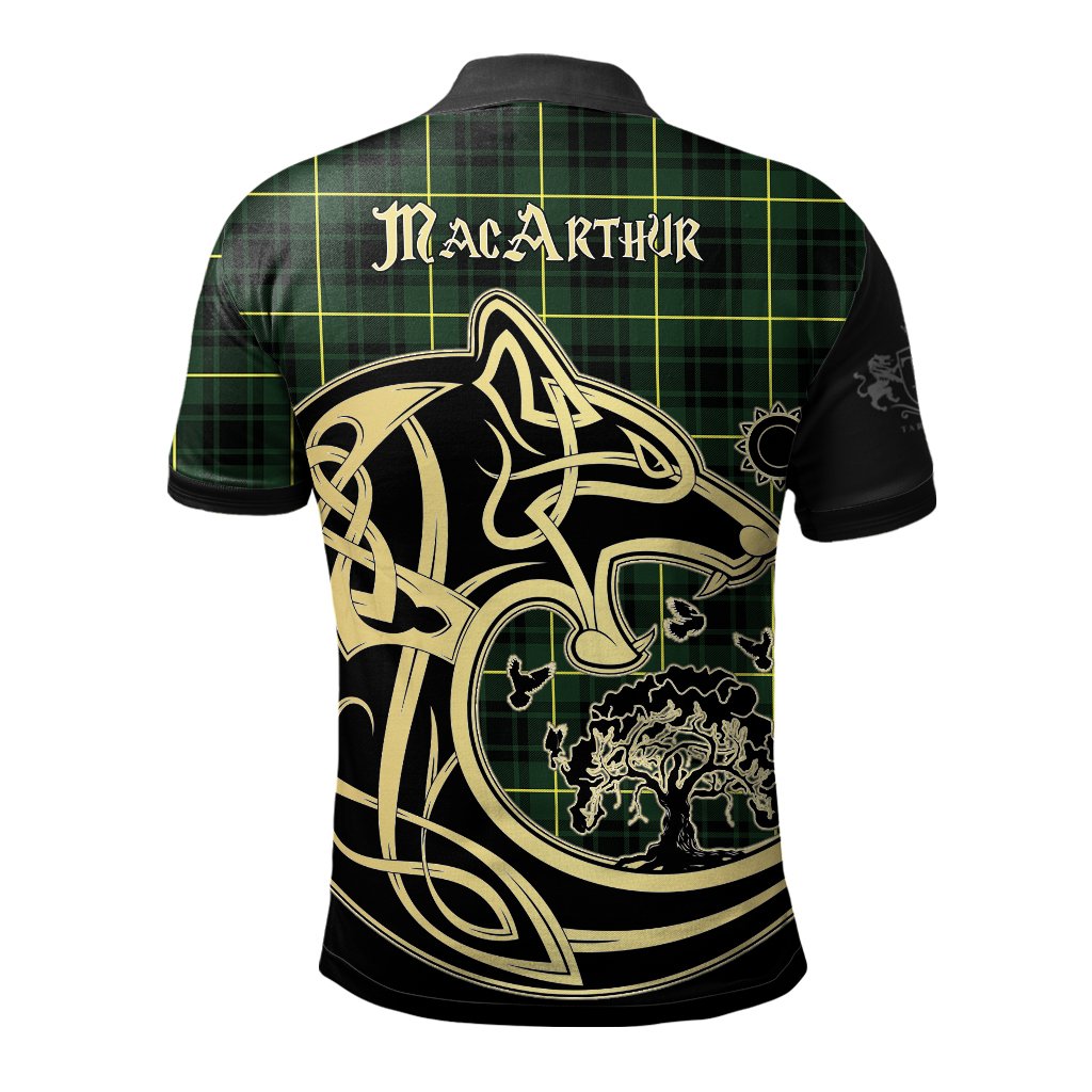 Clan MacArthur Modern Tartan Polo Shirt Viking Wolf YW52 MacArthur Modern Tartan Tartan Polo   