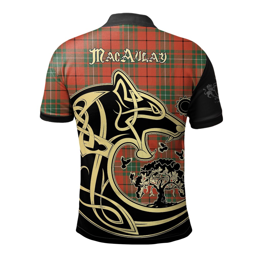 Clan MacAulay Ancient Tartan Polo Shirt Viking Wolf XP61 MacAulay Ancient Tartan Tartan Polo   