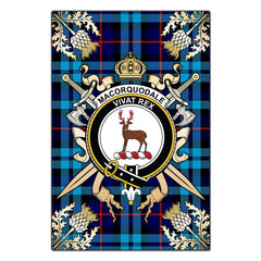 Clan Clan MacCorquodale Tartan Crest Black Garden Flag  - Gold Thistle  QZ27 Clan MacCorquodale Tartan Today   