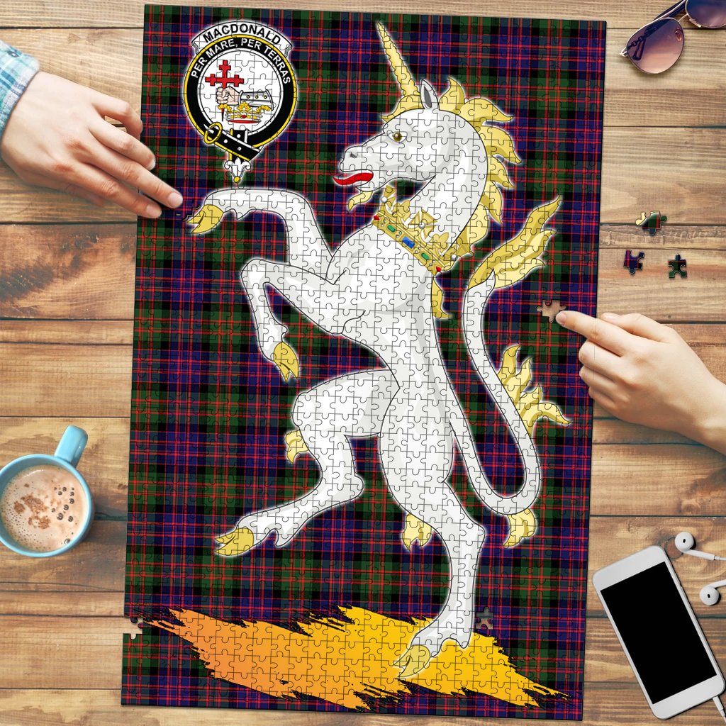 Clan MacDonald Modern Tartan Crest Unicorn Scotland Jigsaw Puzzles Gift For Family AR93 Clan MacDonald Tartan Today   