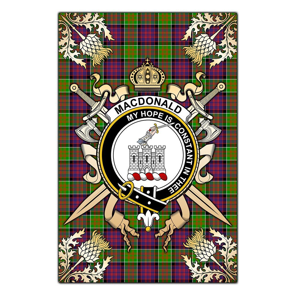 Clan MacDonald of Clanranald Tartan Crest Black Garden Flag  - Gold Thistle  FW12 Clan MacDonald of Clanranald Tartan Today   