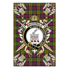 Clan MacDonald of Clanranald Tartan Crest Black Garden Flag  - Gold Thistle  FW12 Clan MacDonald of Clanranald Tartan Today   