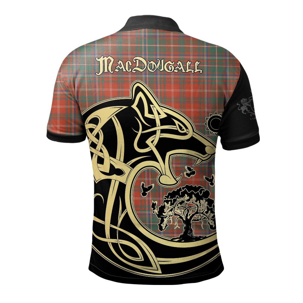 Clan MacDougall Ancient Tartan Polo Shirt Viking Wolf RR98 MacDougall Ancient Tartan Tartan Polo   