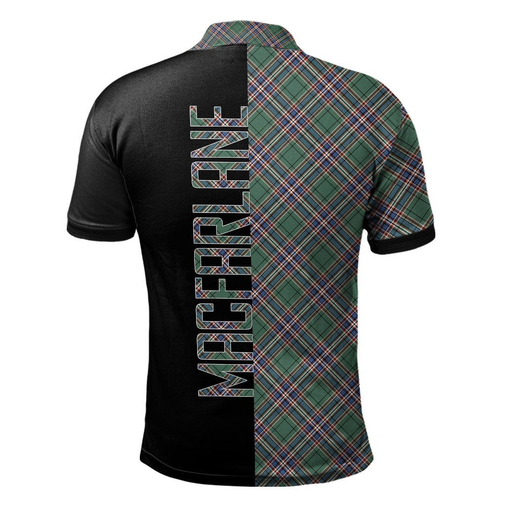 Clan MacFarlane Hunting Ancient Tartan Polo Shirt Half of Me - Cross Style SQ31 MacFarlane Hunting Ancient Tartan Tartan Polo   