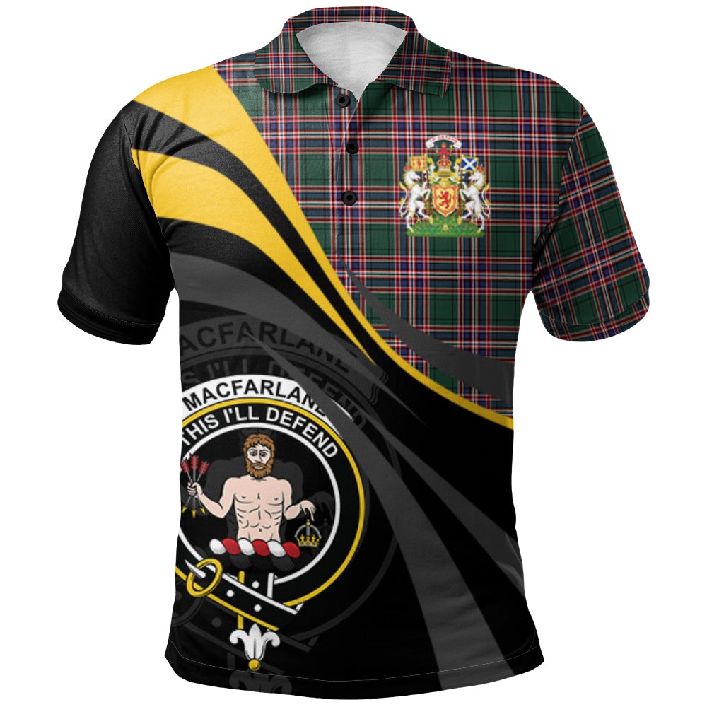 Clan MacFarlane Hunting Modern Tartan Polo Shirt - Royal Coat Of Arms Style DO10 MacFarlane Hunting Modern Tartan Tartan Polo   