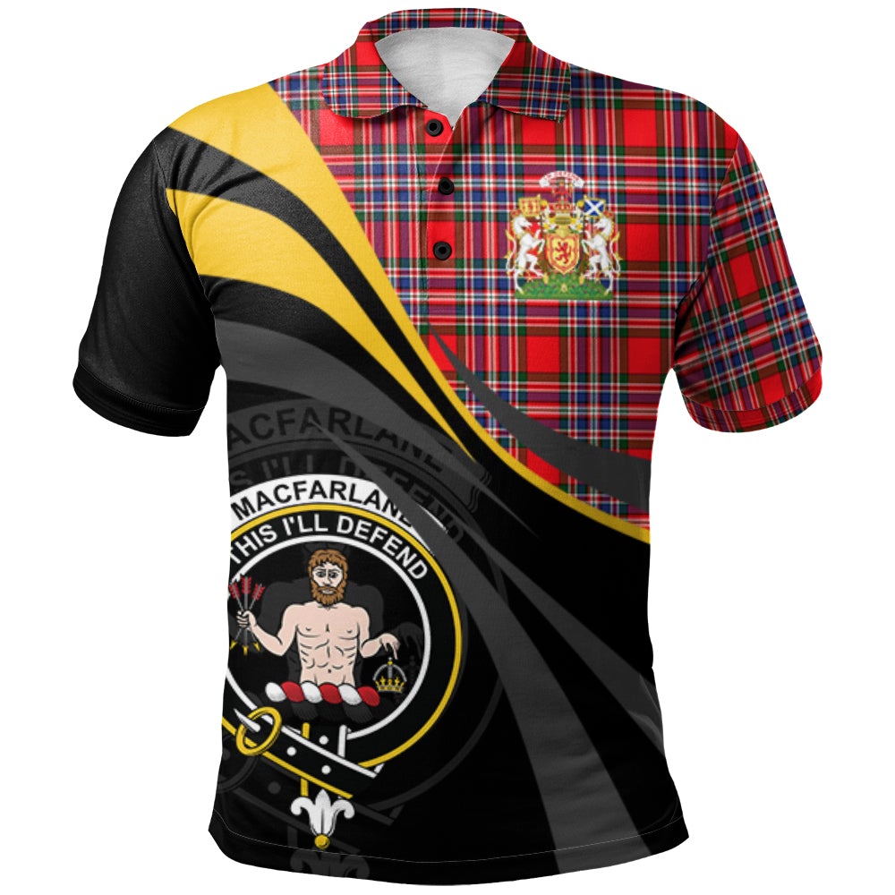 Clan MacFarlane Modern Tartan Polo Shirt - Royal Coat Of Arms Style LQ84 MacFarlane Modern Tartan Tartan Polo   