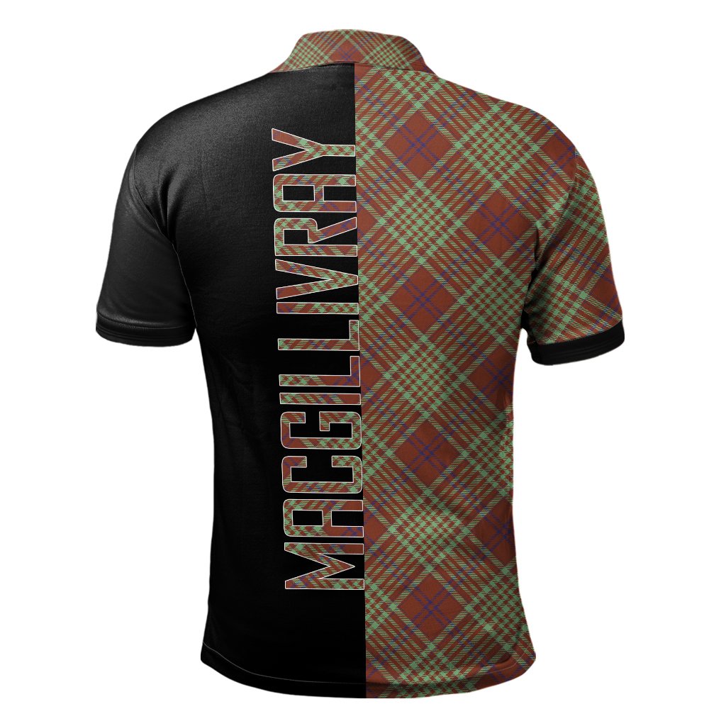 Clan MacGillivray Hunting Ancient Tartan Polo Shirt Half of Me - Cross Style VZ52 MacGillivray Hunting Ancient Tartan Tartan Polo   