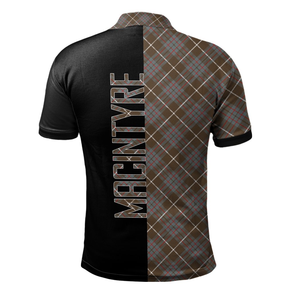 Clan MacIntyre Hunting Weathered Tartan Polo Shirt Half of Me - Cross Style LH51 MacIntyre Hunting Weathered Tartan Tartan Polo   