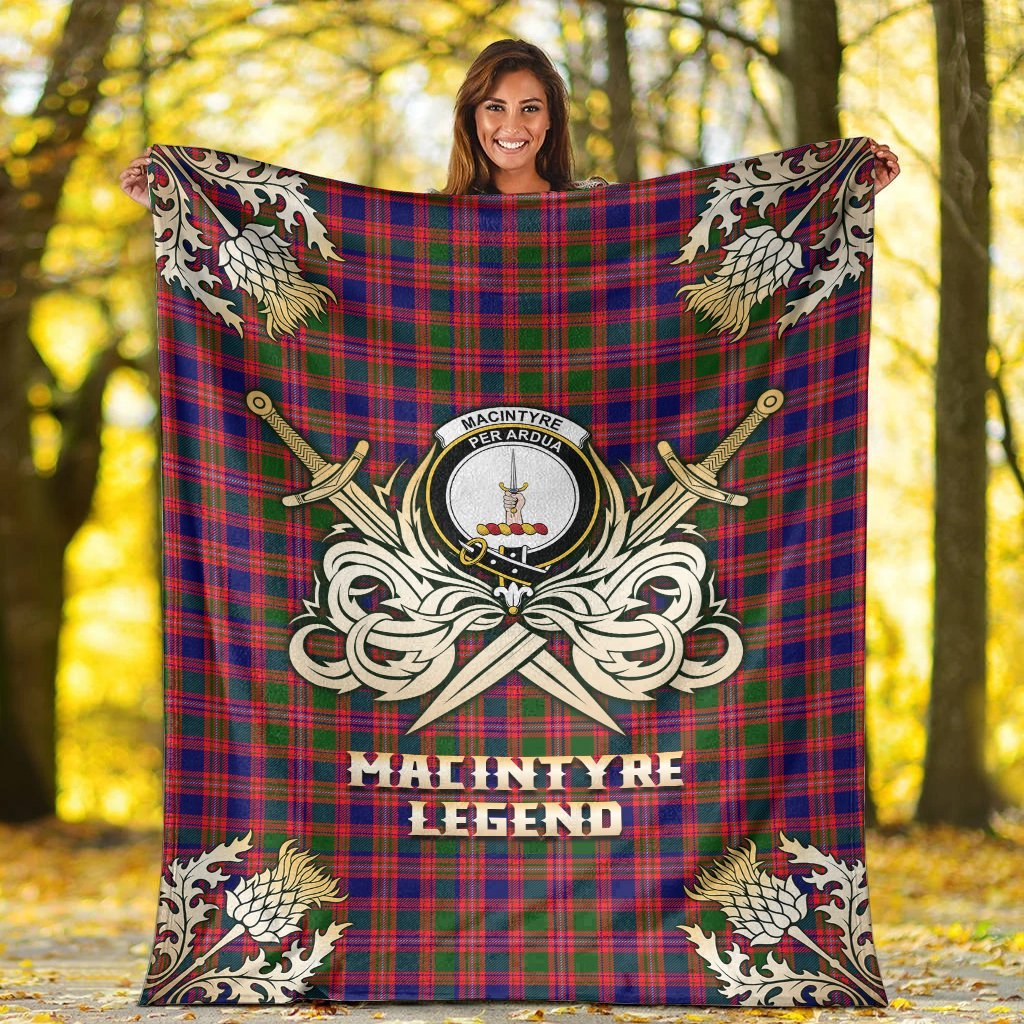 Clan MacIntyre Modern Tartan Gold Courage Symbol Blanket IV12 Clan MacIntyre Tartan Today   