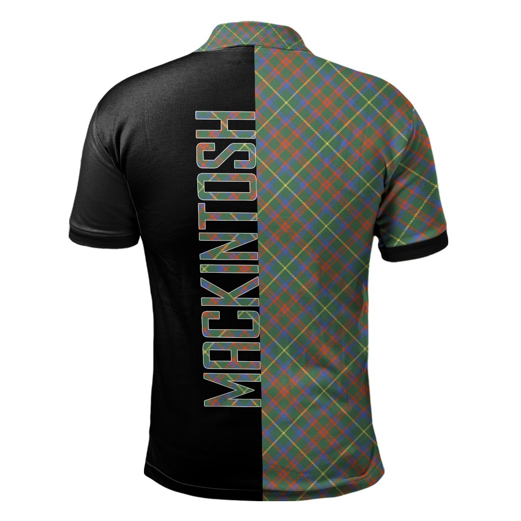 Clan MacKintosh Hunting Ancient Tartan Polo Shirt Half of Me - Cross Style WD42 MacKintosh Hunting Ancient Tartan Tartan Polo   