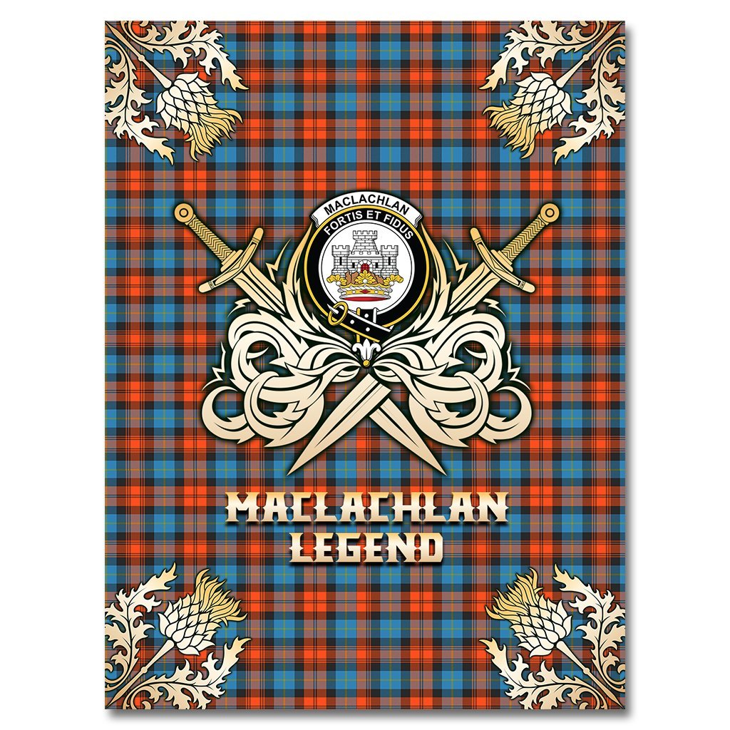 Clan MacLachlan Ancient Tartan Gold Courage Symbol Blanket QW29 Clan Hall Tartan Today   