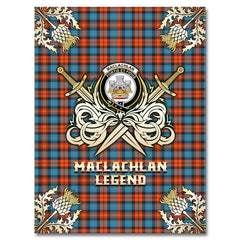 Clan MacLachlan Ancient Tartan Gold Courage Symbol Blanket QW29 Clan Hall Tartan Today   