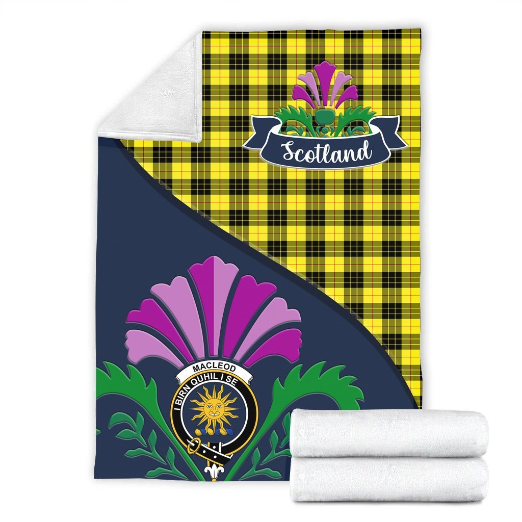 Clan MacLeod Tartan Crest Premium Blanket Thistle Style DV61 Clan Hall Tartan Today   