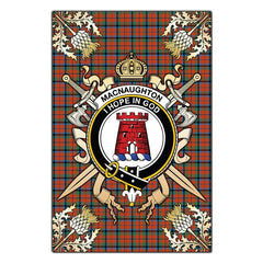 Clan MacNaughton Ancient Tartan Crest Black Garden Flag  - Gold Thistle  QP41 Clan MacNaughton Tartan Today   