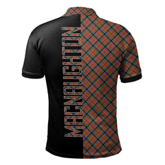 Clan MacNaughton Ancient Tartan Polo Shirt Half of Me - Cross Style BL60 MacNaughton Ancient Tartan Tartan Polo   