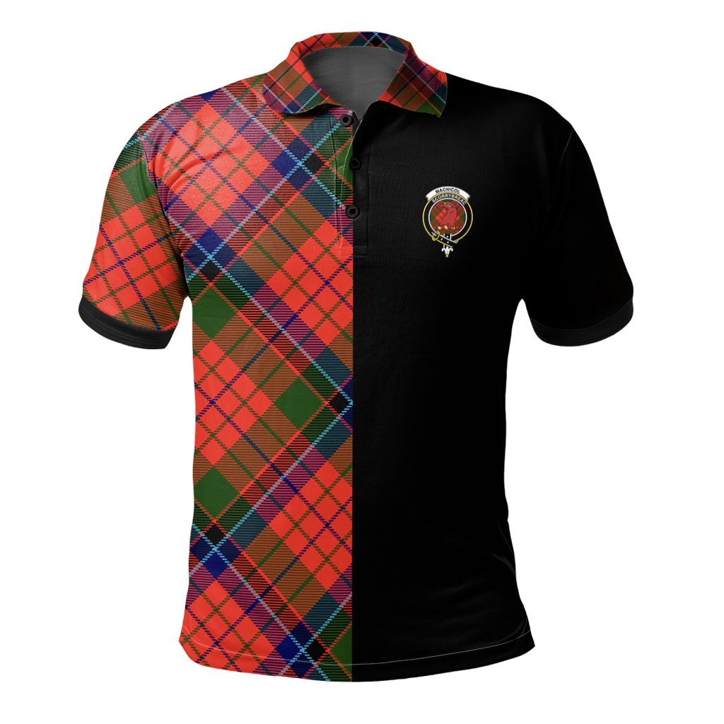 Clan MacNicol of Scorrybreac Tartan Polo Shirt Half of Me - Cross Style DD35 MacNicol of Scorrybreac Tartan Tartan Polo   