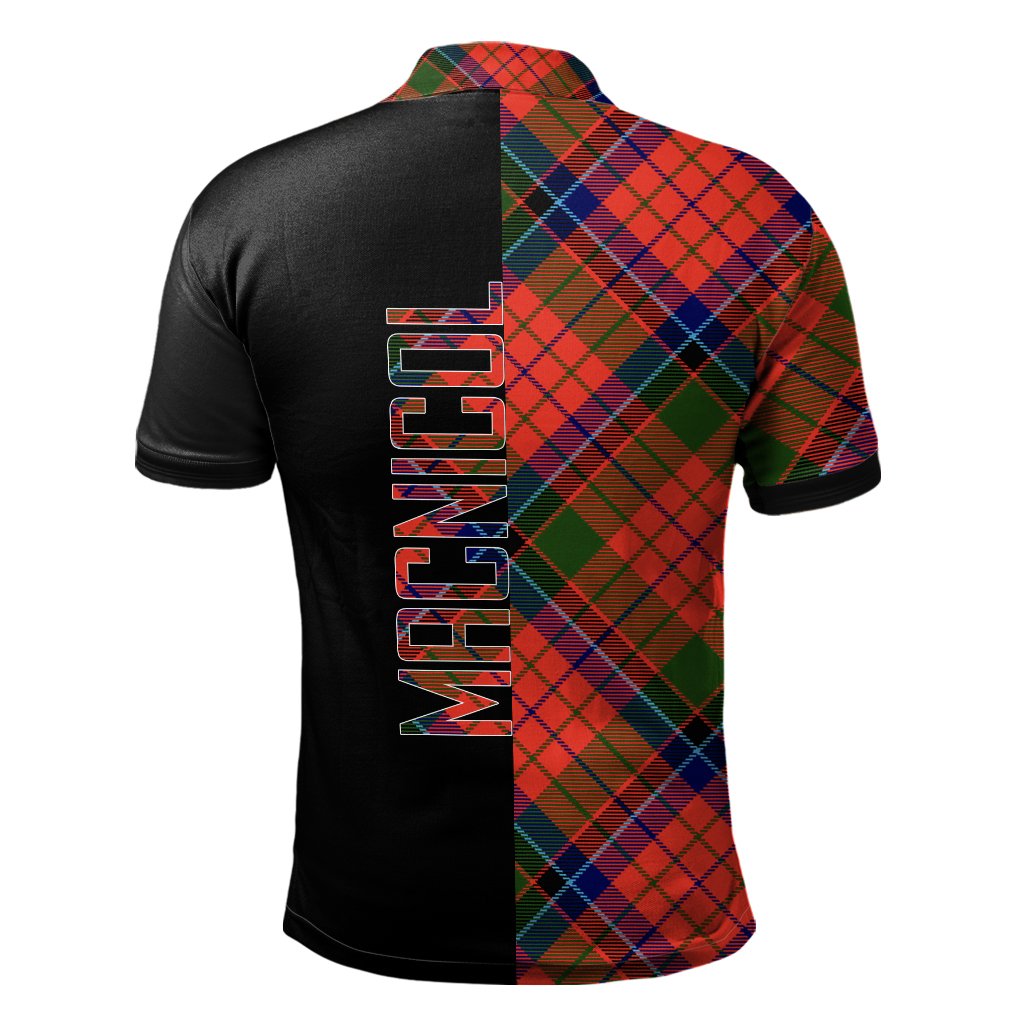 Clan MacNicol of Scorrybreac Tartan Polo Shirt Half of Me - Cross Style DD35 MacNicol of Scorrybreac Tartan Tartan Polo   