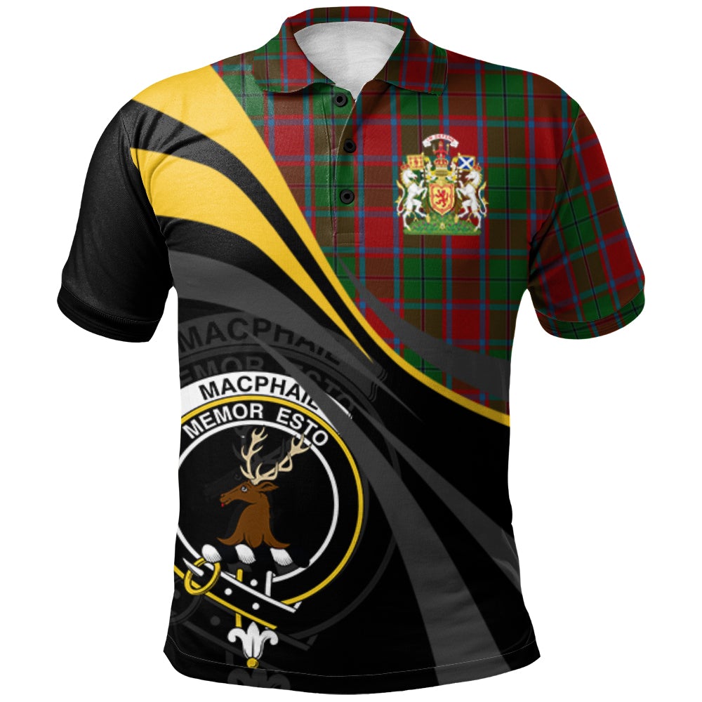 Clan MacPhail Blue Bands Tartan Polo Shirt - Royal Coat Of Arms Style PC56 MacPhail Blue Bands Tartan Tartan Polo   