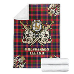 Clan MacPherson Modern Tartan Gold Courage Symbol Blanket UQ85 Clan MacPherson Tartan Today   