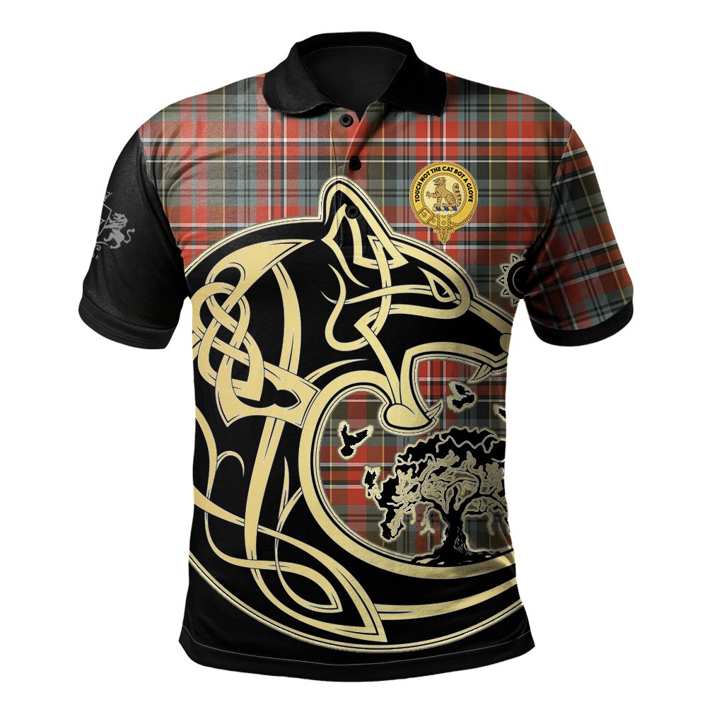 Clan MacPherson Weathered Tartan Polo Shirt Viking Wolf MC78 MacPherson Weathered Tartan Tartan Polo   