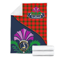 Clan MacQuarrie Tartan Crest Premium Blanket Thistle Style DO14 Clan MacQuarrie Tartan Today   