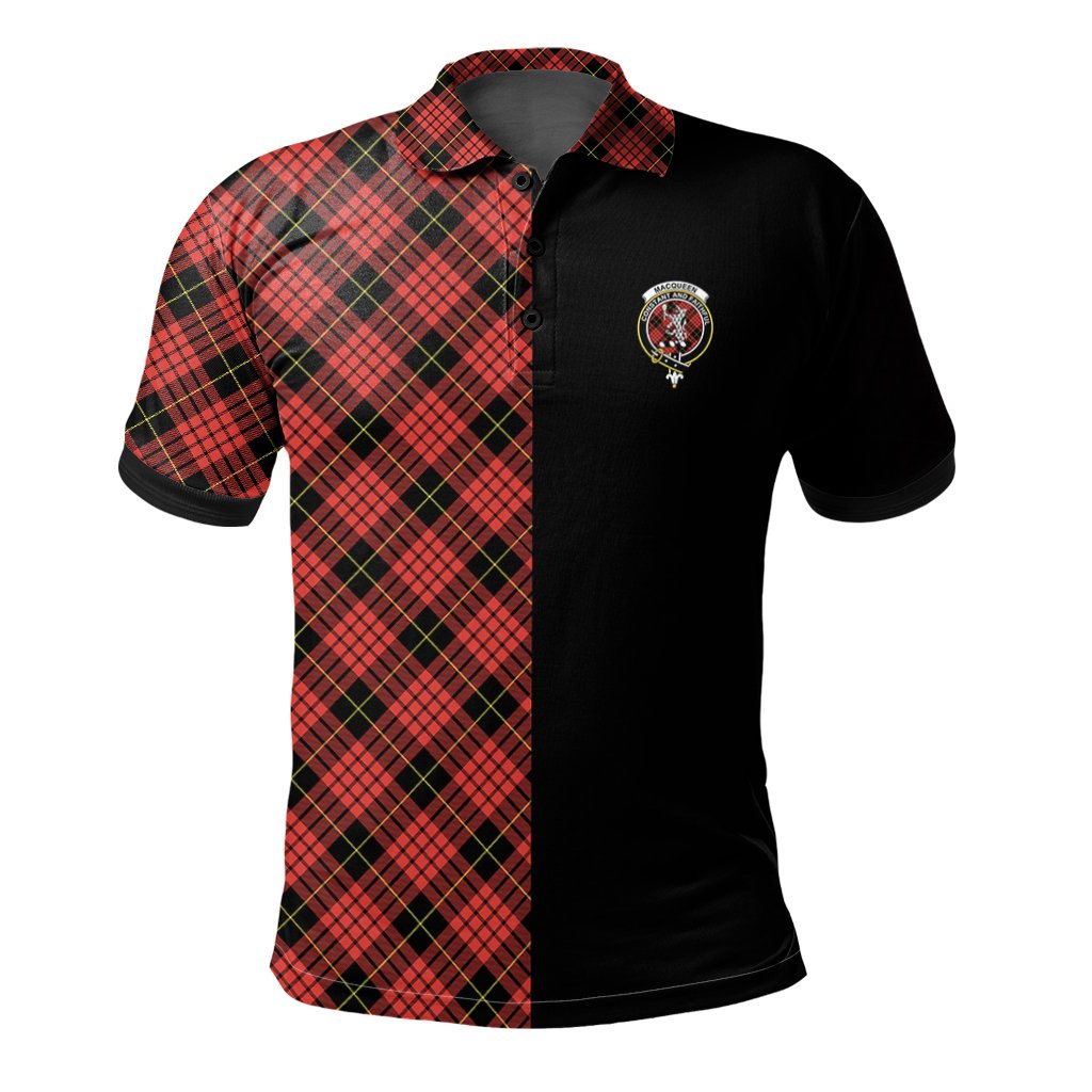 Clan MacQueen Modern Tartan Polo Shirt Half of Me - Cross Style FA37 MacQueen Modern Tartan Tartan Polo   