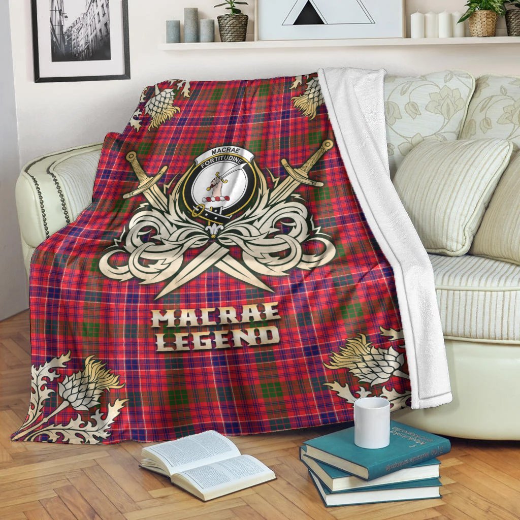 Clan MacRae Modern Tartan Gold Courage Symbol Blanket DJ63 Clan MacRae Tartan Today   