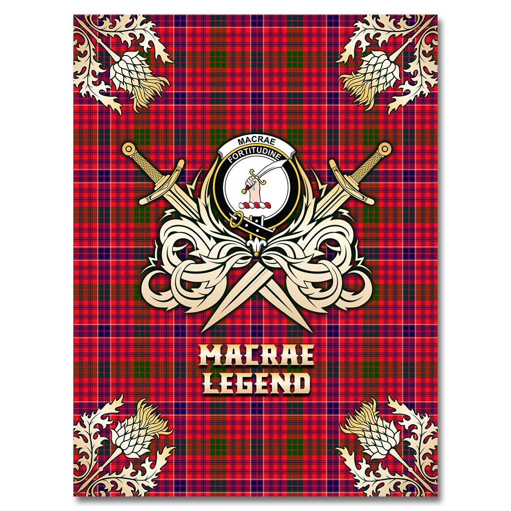 Clan MacRae Modern Tartan Gold Courage Symbol Blanket DJ63 Clan MacRae Tartan Today   