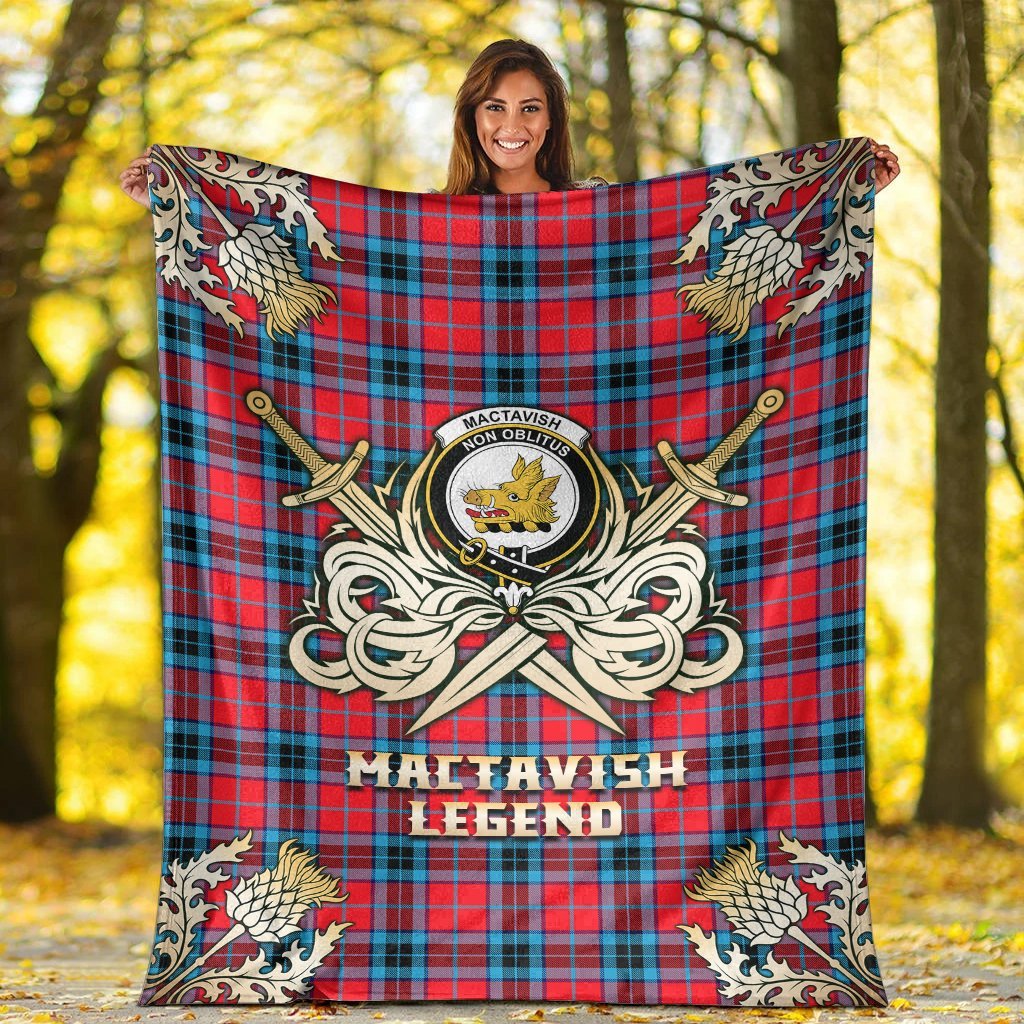 Clan MacTavish Modern Tartan Gold Courage Symbol Blanket KI71 Clan MacTavish Tartan Today   