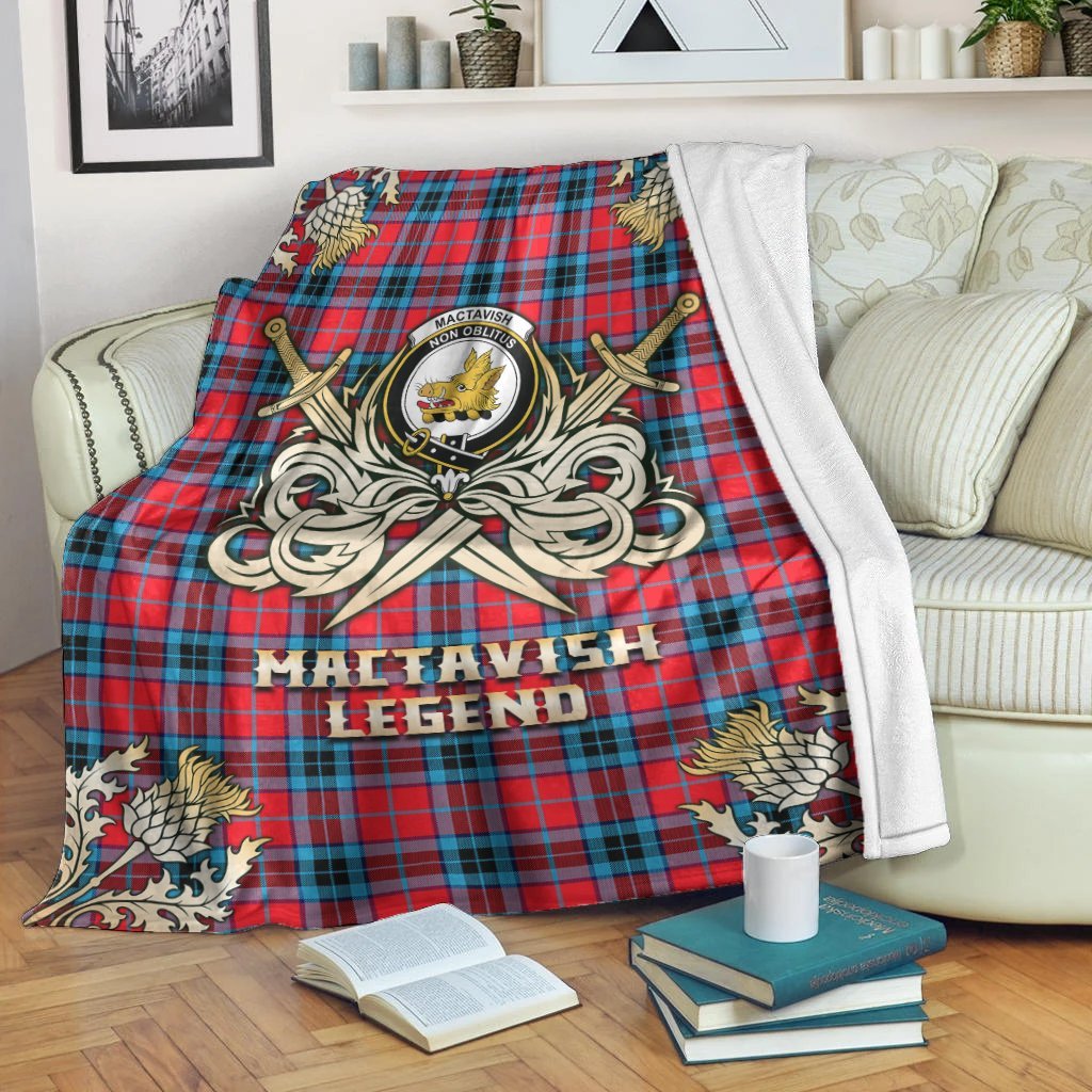 Clan MacTavish Modern Tartan Gold Courage Symbol Blanket KI71 Clan MacTavish Tartan Today   