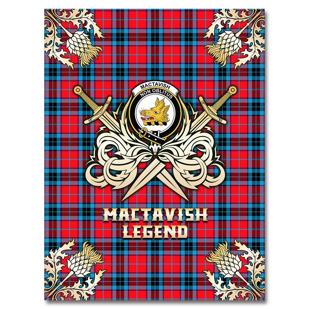 Clan MacTavish Modern Tartan Gold Courage Symbol Blanket KI71 Clan MacTavish Tartan Today   