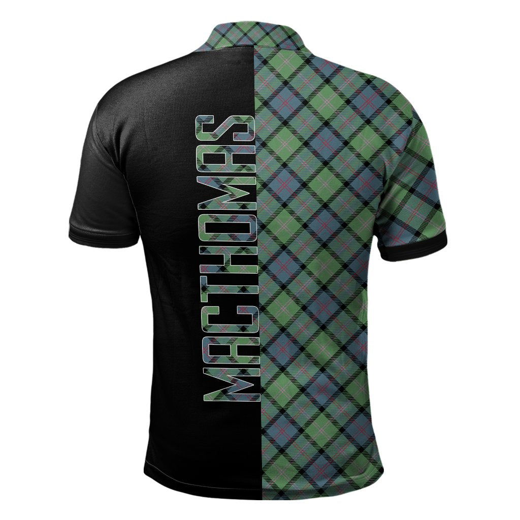 Clan MacThomas Ancient Tartan Polo Shirt Half of Me - Cross Style VU58 MacThomas Ancient Tartan Tartan Polo   