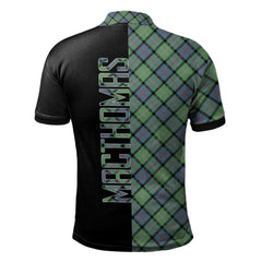 Clan MacThomas Ancient Tartan Polo Shirt Half of Me - Cross Style VU58 MacThomas Ancient Tartan Tartan Polo   